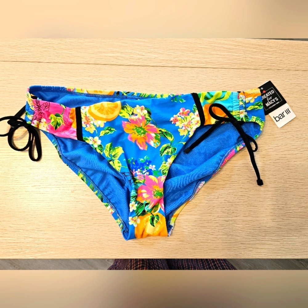 Bar III Tropical Print Bikini Bottom Size Large